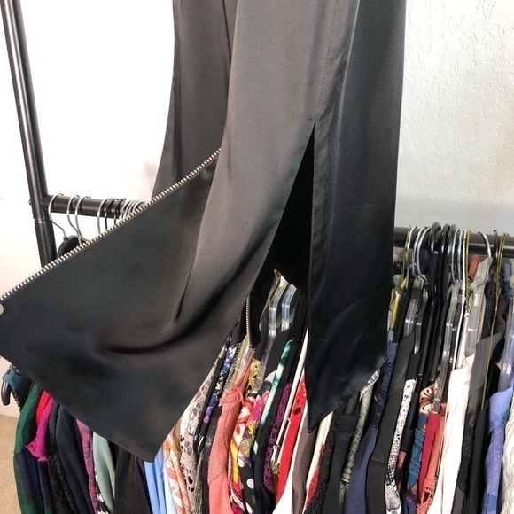 JONATHAN Simkhai Black Satin Zip Side Slit Wrap Skirt - Picture 5 of 13